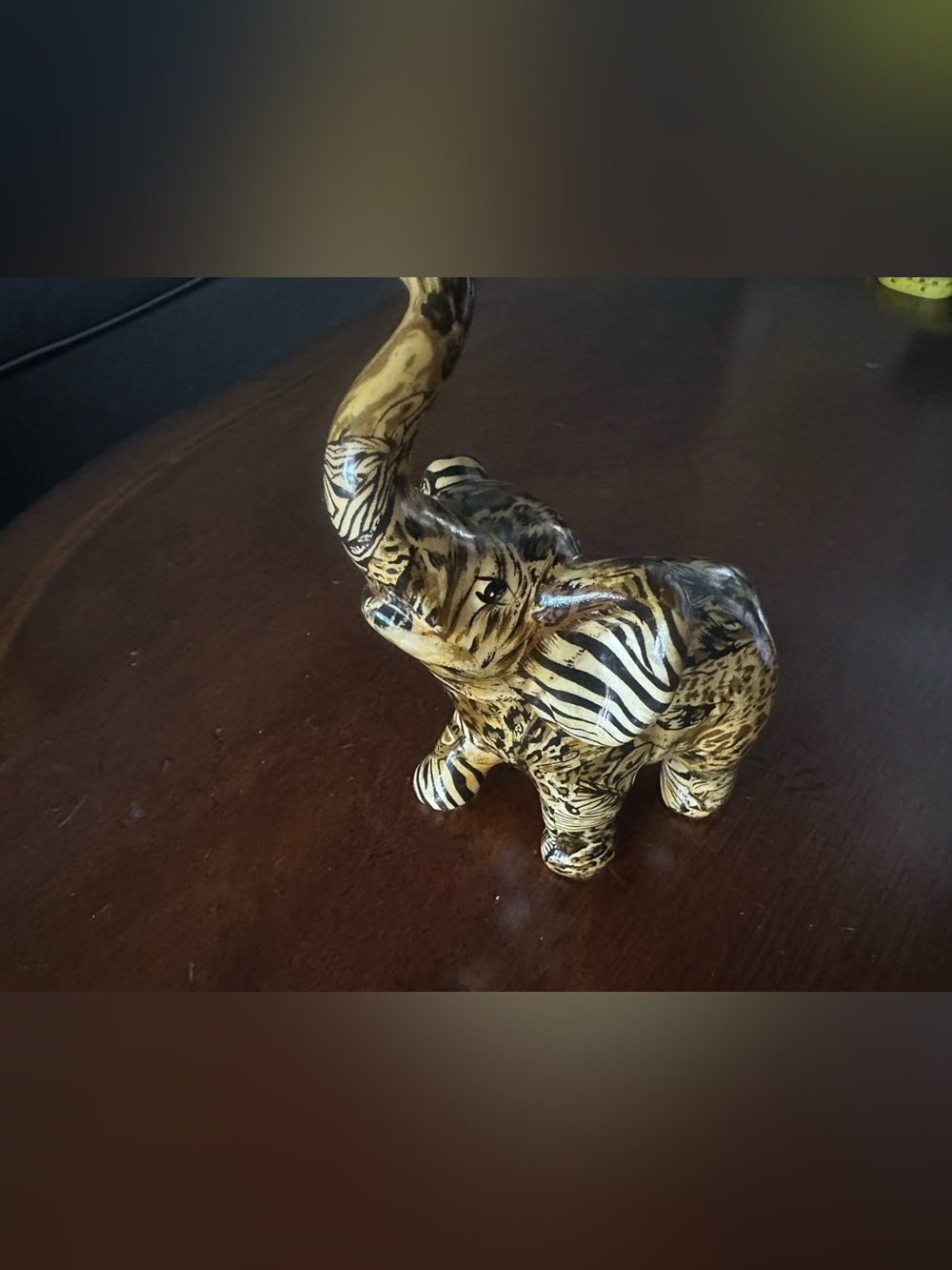 Handcrafted Gold and Black Elephant Figurine - Decorative Home Art